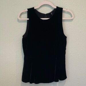 Eileen Fisher Velvety Black Peplum Sleeveless Top Size Small